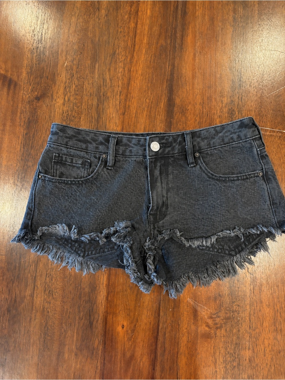 PacSun Washed Black Distressed Frayed Hem Jean Shorts
